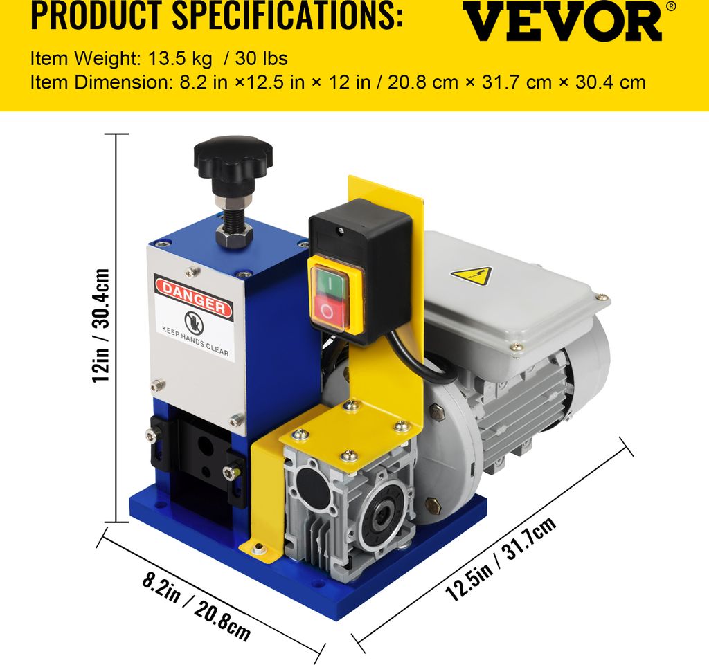 VEVOR stroj na odizolovanie káblov 1,5-25 mm Stroj na Obrázok produktu 7