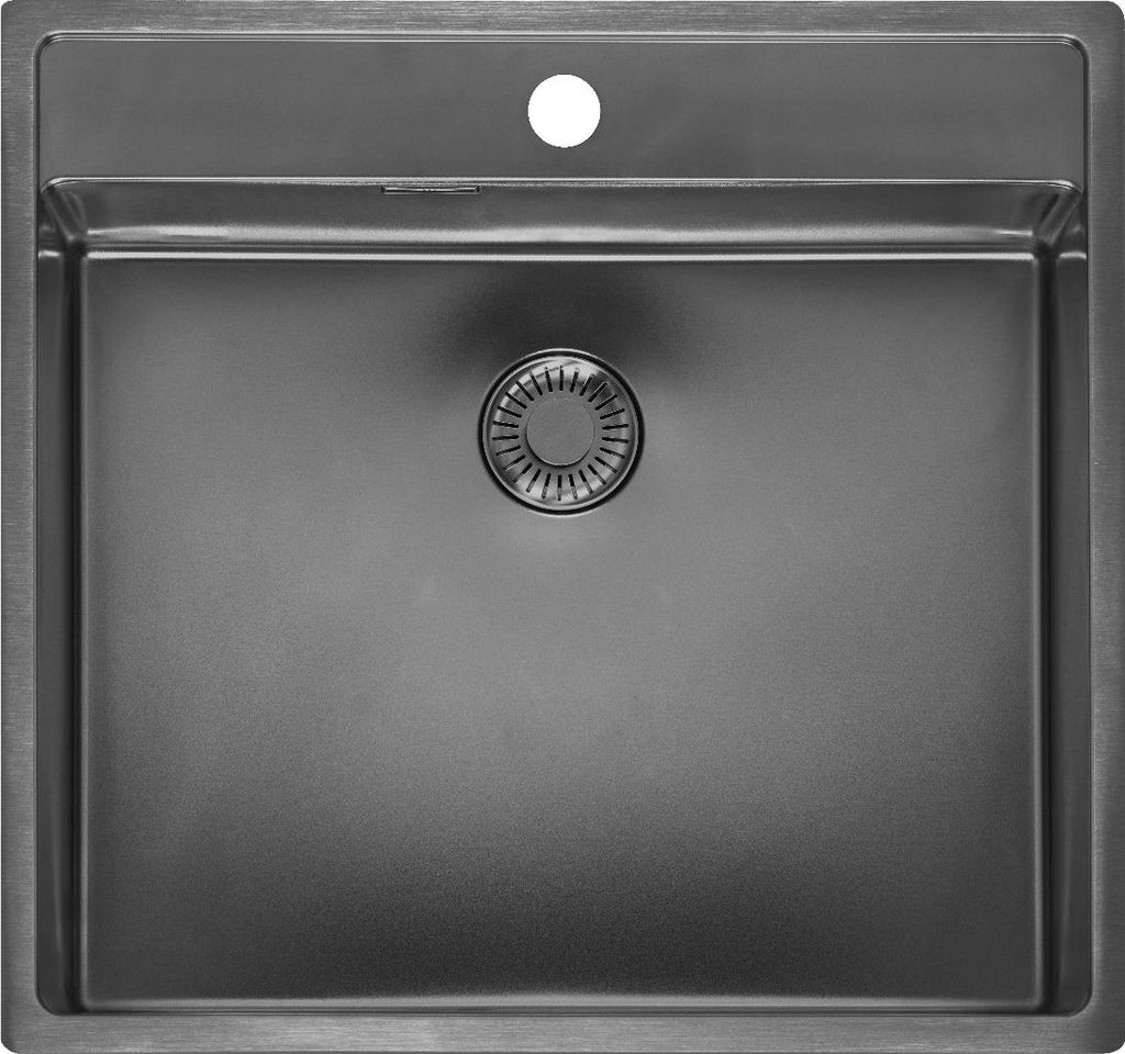 REGINOX R41345 Spüle NEW YORK 50X40 Gun Metal II mit Hahnlochbank ab Schrankbreite 60 cm / Flächenbündig / Flacheinbau