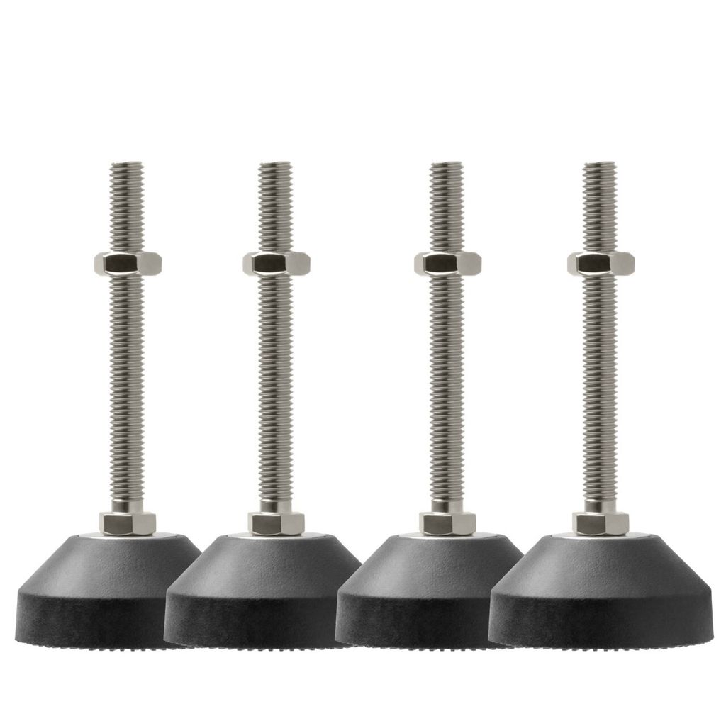 Maschinenfuß/Stellfuß/Nivellierfuß/Gelenkfuß, höhenverstellbarer Tellerfuß Ø 50mm für Konstruktionsprofile, Maschinen, Möbel (4, M8 x 80mm)
