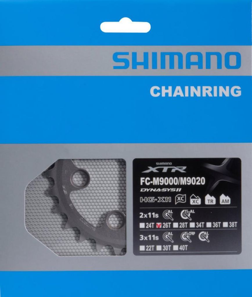 SHIMANO Kettenblatt "XTR FC-M9000", 4-Arm, 104/64mm Lochkreis, 11-fach, SB-verpackt, 26Z. (für 36-26Z.)