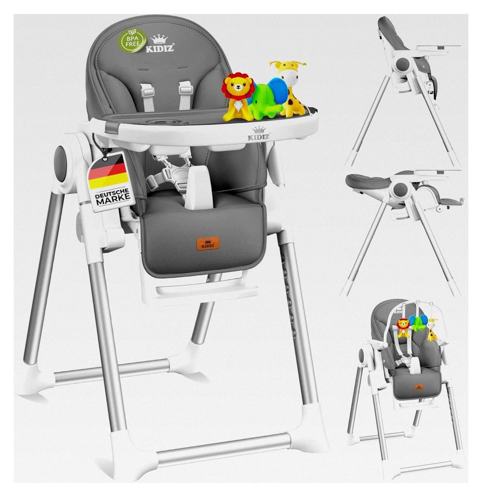3in1 Hochstuhl für Kinder inkl. Spielbügel, Babyliege, Kombihochstuhl, 7-fach höhenverstellbar, verstellbare Rückenlehne, geeignet von 0 bis 36...