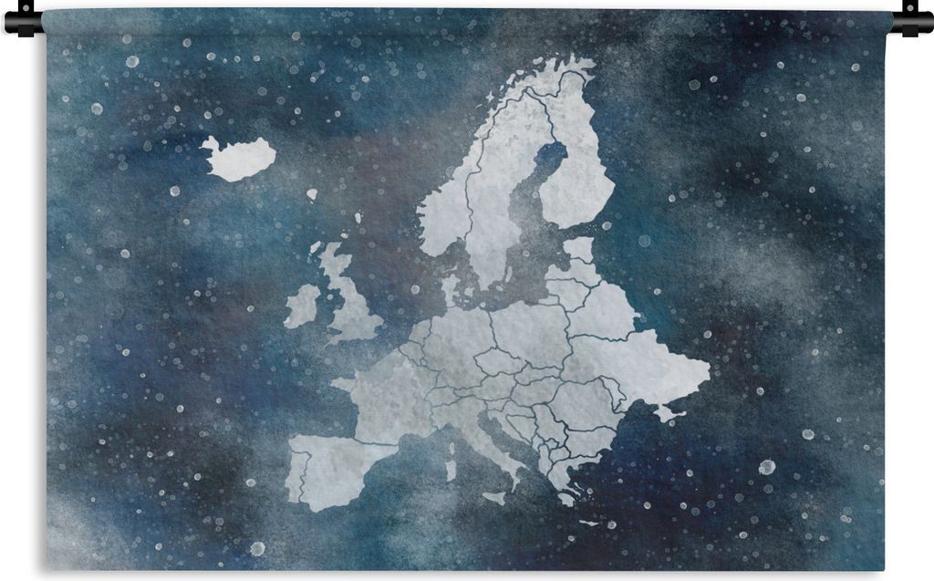 MuchoWow Wandteppich Wandbehang Karte - Europa - Sternenhimmel 90x60 cm Tapisserie Dekoration Wandtuch - Wandskulpturen - Bildteppich