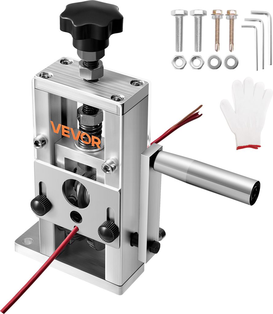 VEVOR Manuelle Kabelschälmaschine, 1,5–25mm, Kupferabisolierer mit Handkurbel/Bohrmaschine, 64Mn gehärtete Klingen, 45# Stahlrollen