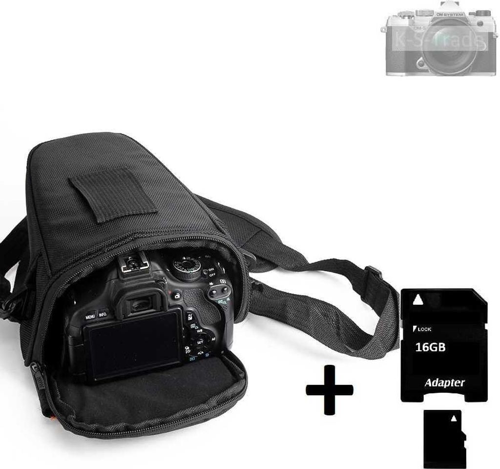 K-S-Trade Schultertasche kompatibel mit Olympus OM System OM-5 Colt Kameratasche für Systemkameras DSLR DSLM SLR, Bridge etc., + 16GB Speicherkarte