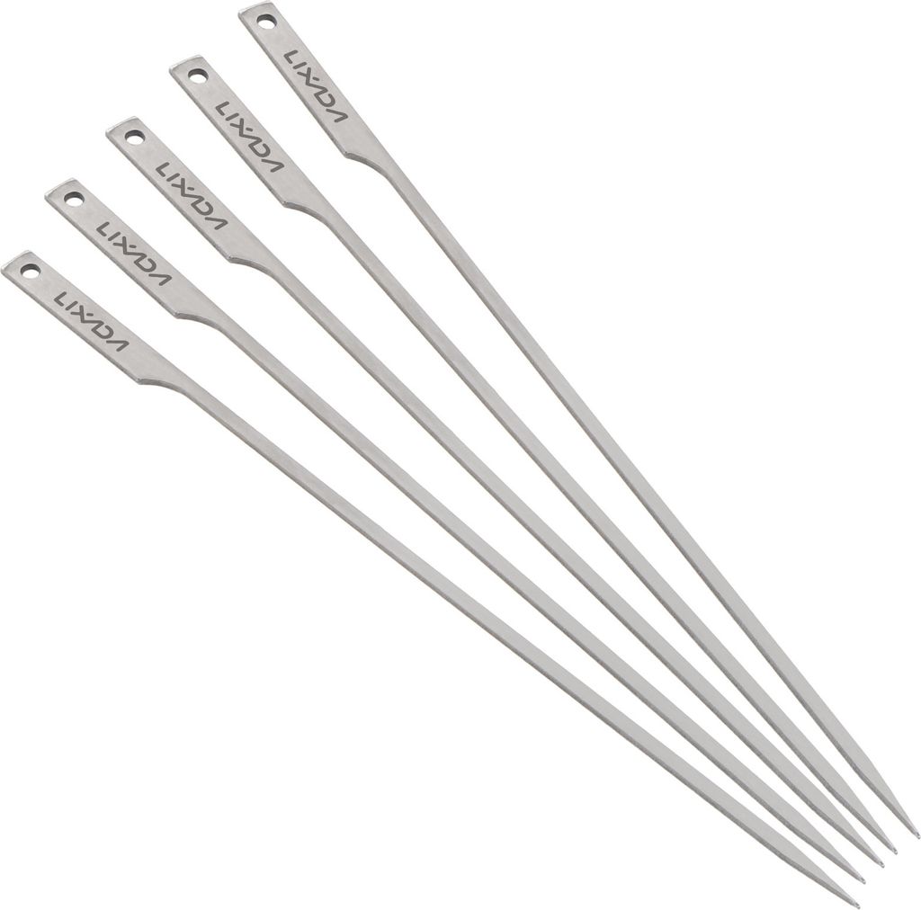 5 stš¹cke 10 Zoll Flache Ti Grill Spie?e Outdoor Hinterhof Picknick BBQ Grillen Kabob Spie?e BBQ Sticks