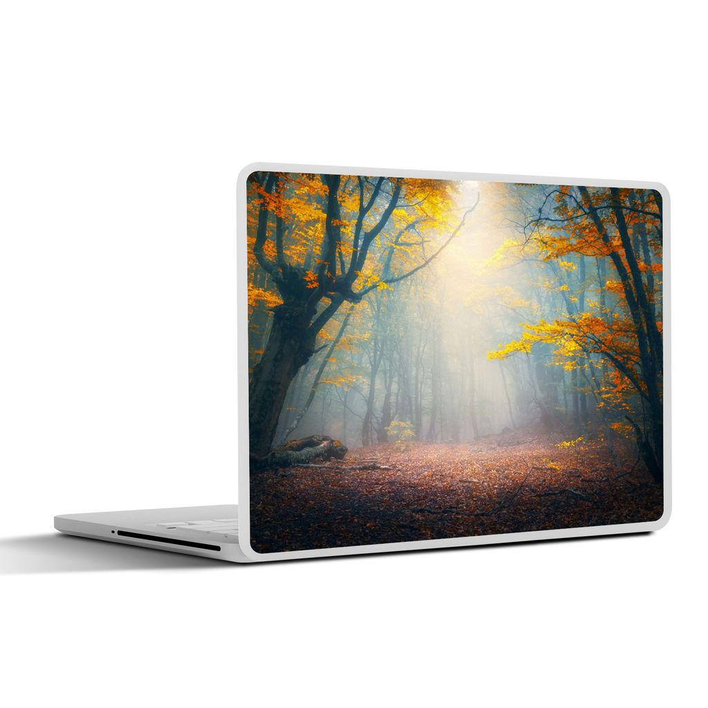MuchoWow Laptop Aufkleber Sticker Cover Wald - Nebel - Herbst 31x22.5 cm - Laptop-Deko