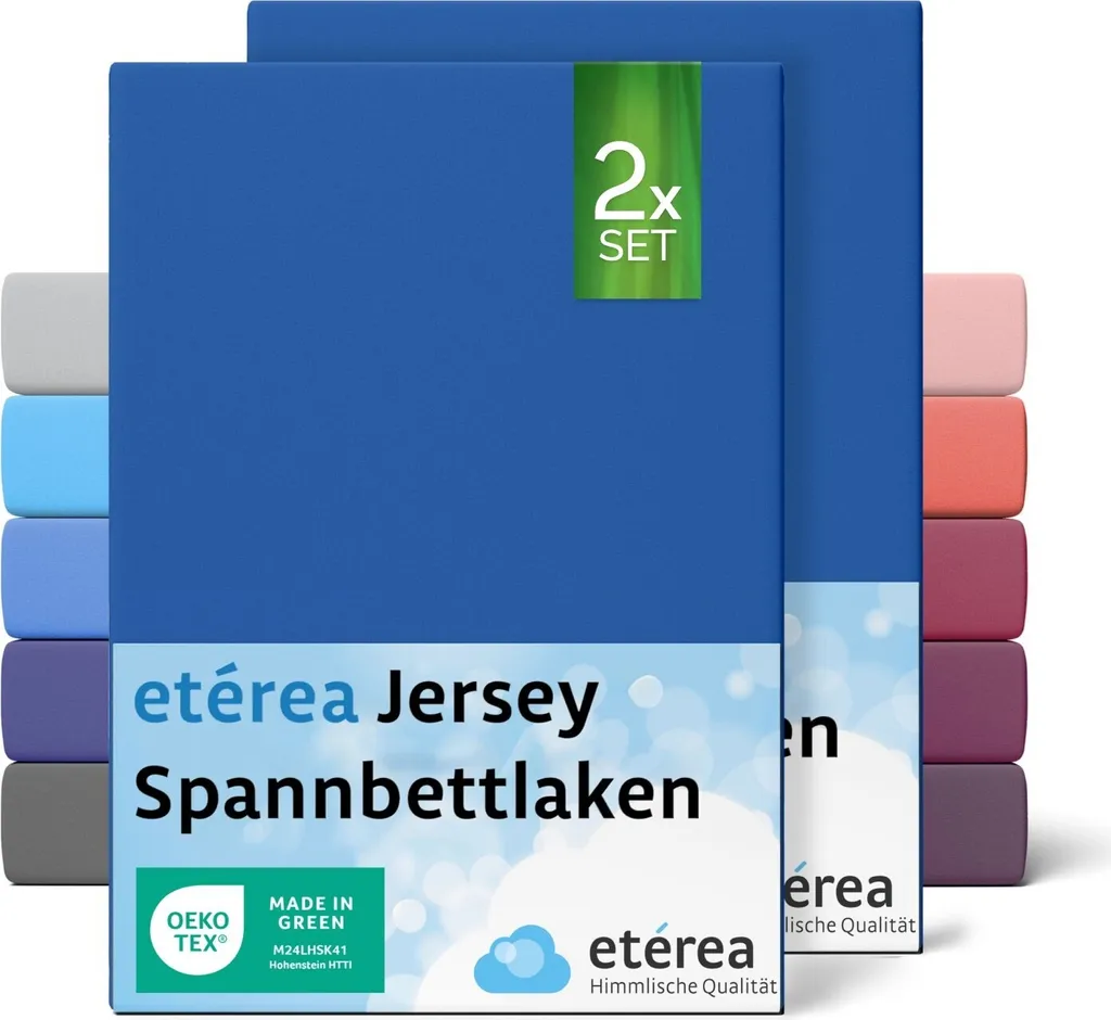 Set 2 Lenzuola ETÉREA Blu Jersey Cotone 200x200 - Design e Comfort