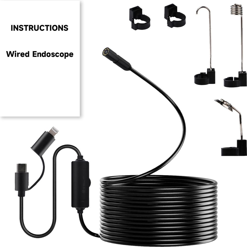 8 LED Inspektionskamera – 8mm Endoskopkamera mit 5 Meter Kabel, 1080P HD Auflösung, Wasserdicht IP67