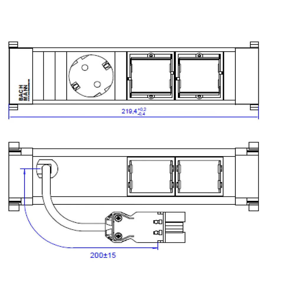 Bachmann POWER FRAME - Bloc multiprise encastrable compact 3 modules