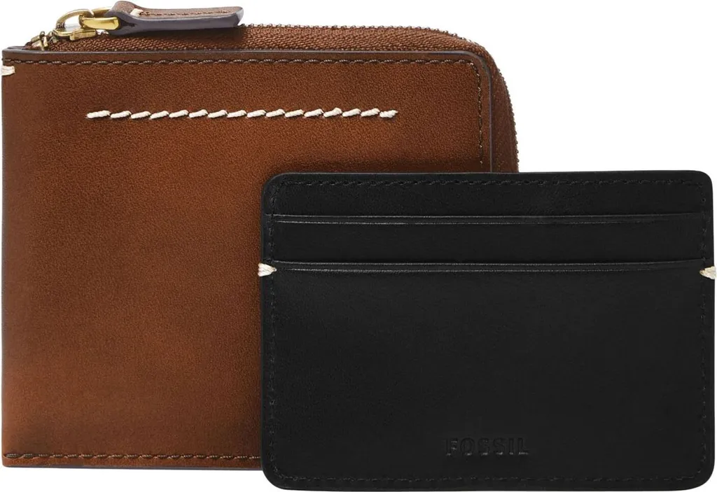 FOSSIL Westover Porta Carte Credito Large Zip Bifold Marrone ML4538