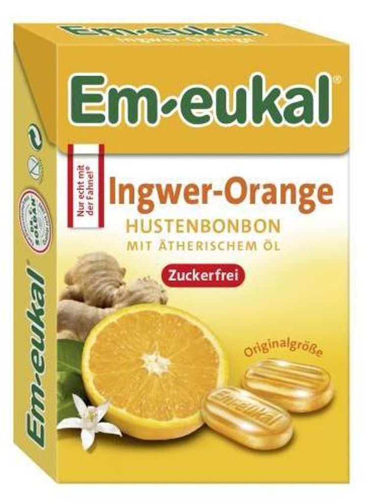 Em eukal Box Ingwer Orange Hustenbonbon Ätherische Öle Produktbild 