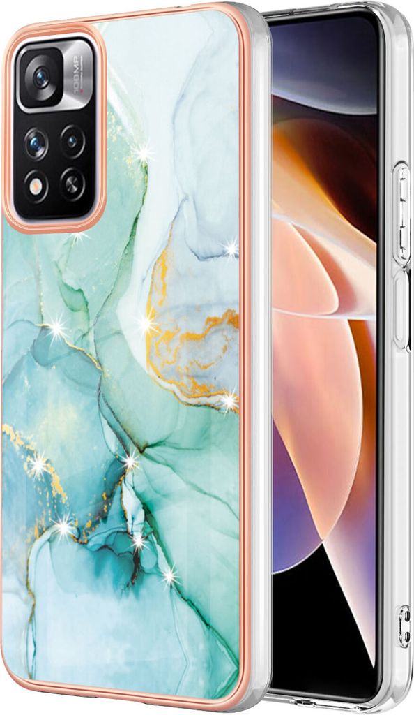 Redmi Note 11 Pro Case, WindCase Marble Pattern Hybrid Hard Back Weich TPU Bumper Protective Case Cover for Xiaomi Redmi Note 11 Pro 5G / 4G Grün