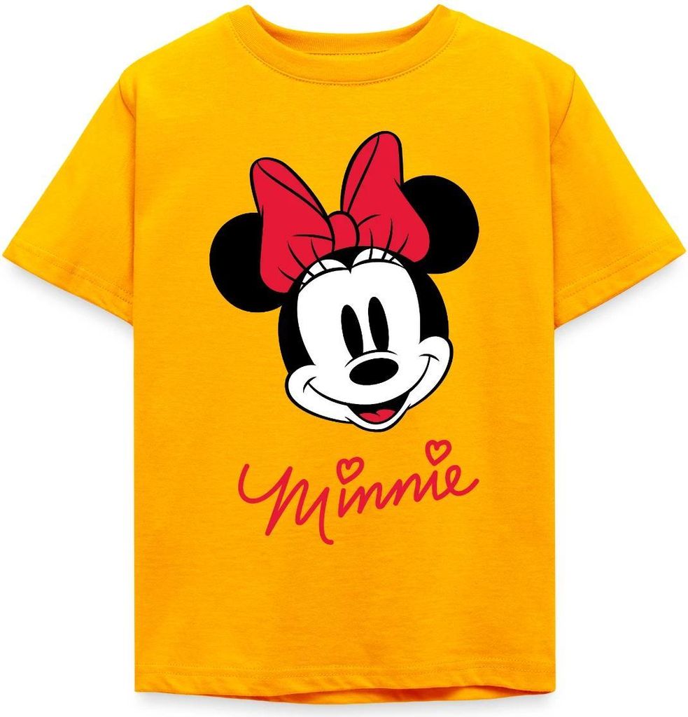 Mickey & Minnie Schriftzug Mit Minnie Motiv Kinder T-Shirt, 122/128 (7-8 Jahre), Gold