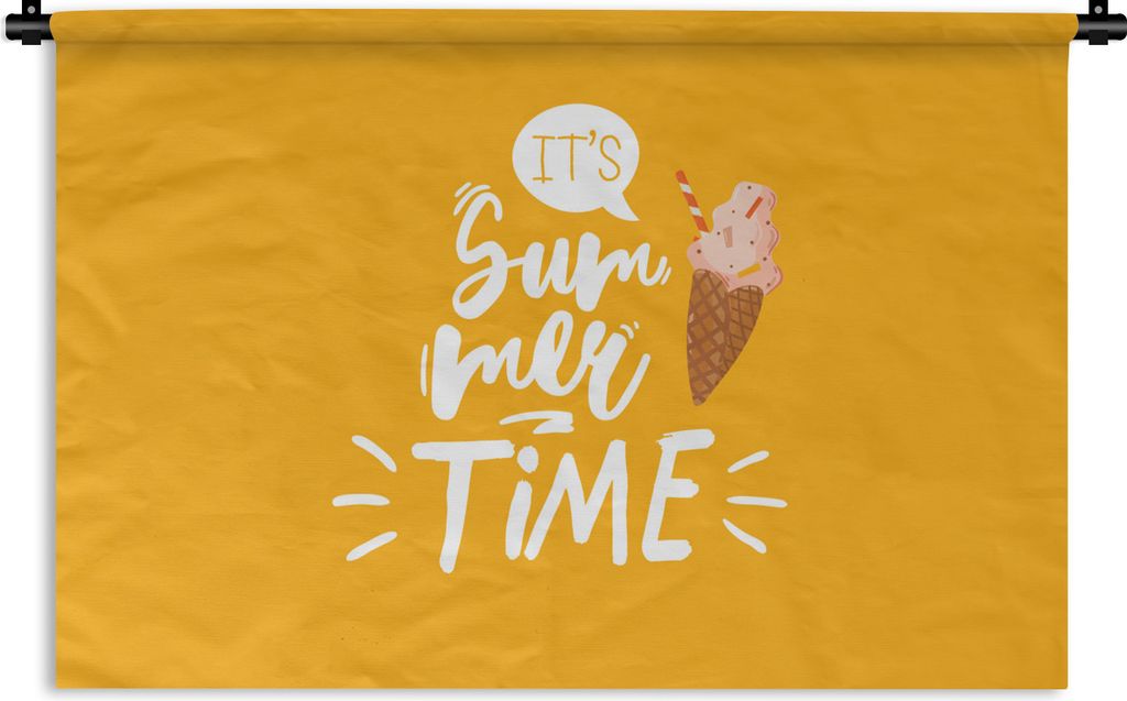 MuchoWow Wandteppich Wandbehang Sommer - Gelb - Eiscreme 120x80 cm Tapisserie Dekoration Wandtuch - Wanddekorationen - Wandtücher