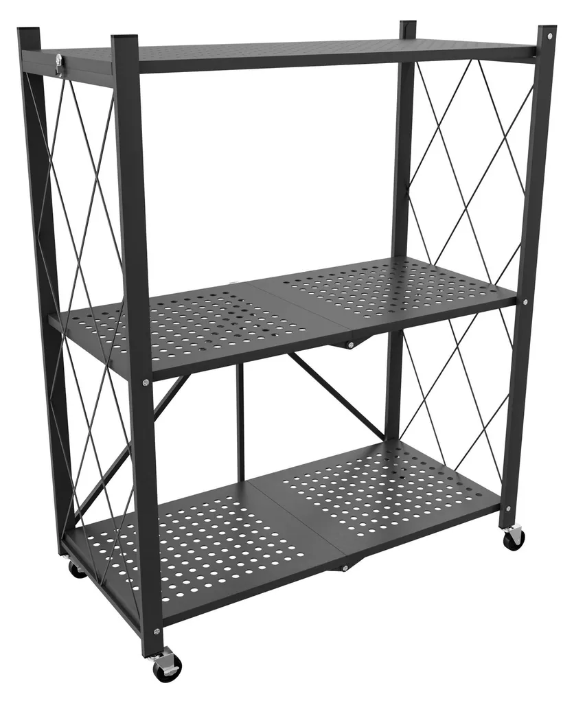 Étagère Gain de Place Pliable : Stockage Mobile Métal sans Assemblage