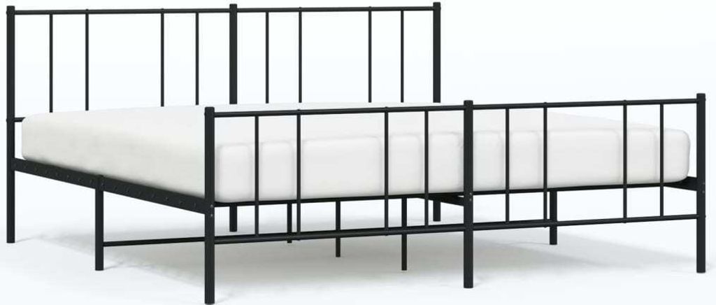 (Robust Möbel)Metallbett Modernes/Doppelbett - Polsterbett Erwachsene/r /Kind - ohne Matratze - mit Fußteil Schwarz 180x200cm - Klassische Be...
