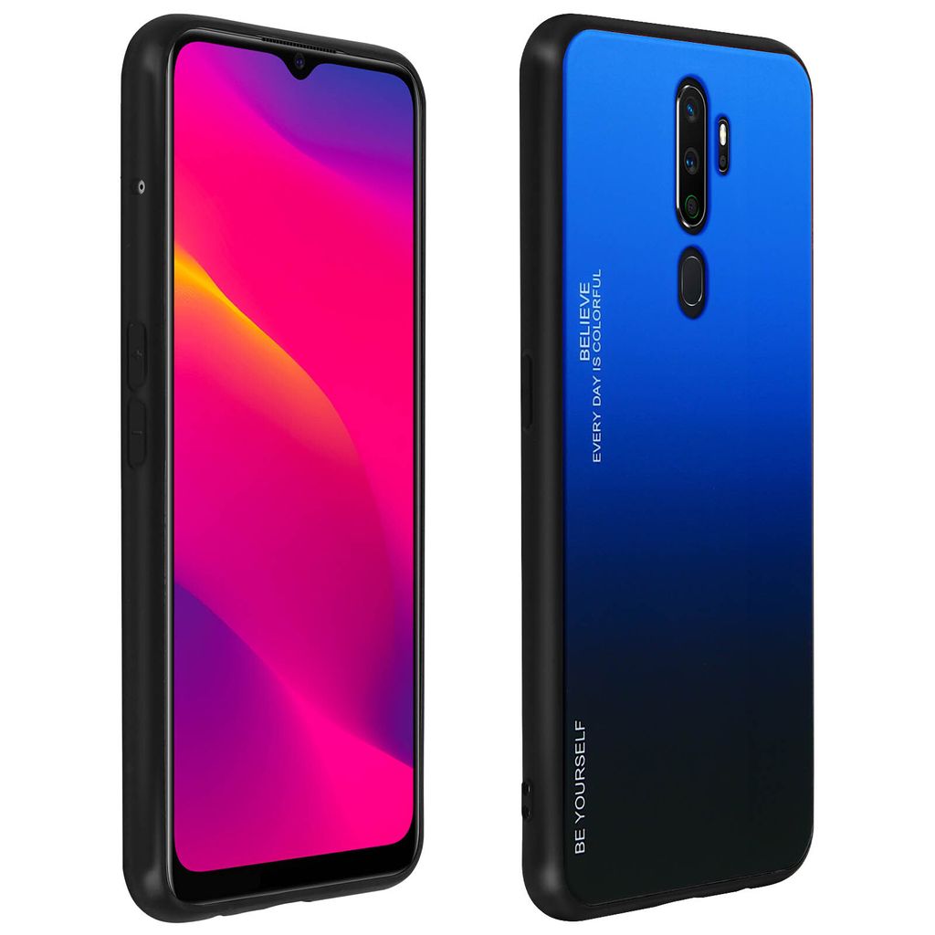 Oppo A5 2020 / A9 2020 harte Schutzhülle mit stoßfestem Bumper - Schwarz / Blau