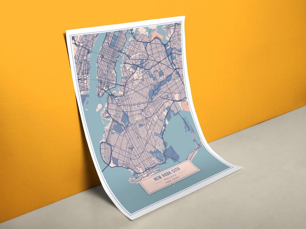 Stadtplan New York Poster | Größe in cm: 50 x 70