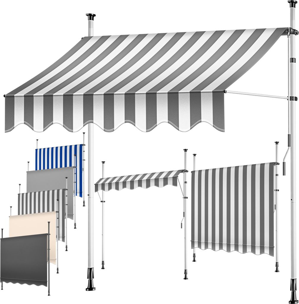 KESSER Klemmmarkise mit Handkurbel Balkon, Balkonmarkise ohne Bohren, UV-beständig höhenverstellbar wasserabweisend , Sonnenschutz, Terrassenü...
