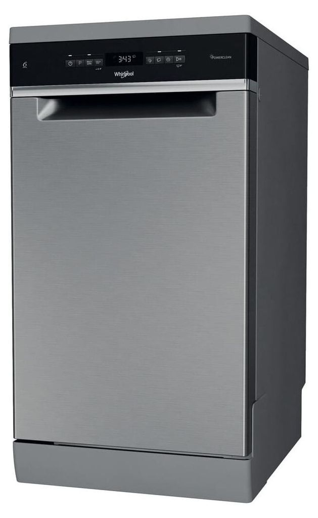 Whirlpool WH6FB10BS7A0X, Freistehend, Single (45 cm breit), Edelstahl, Schwarz, Tasten, 1,3 m