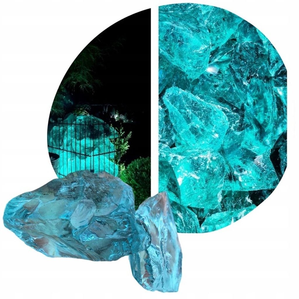 Türkisfarbene Glasbrocken für Gabionen & Garten, 5 kg, 5-10 cm