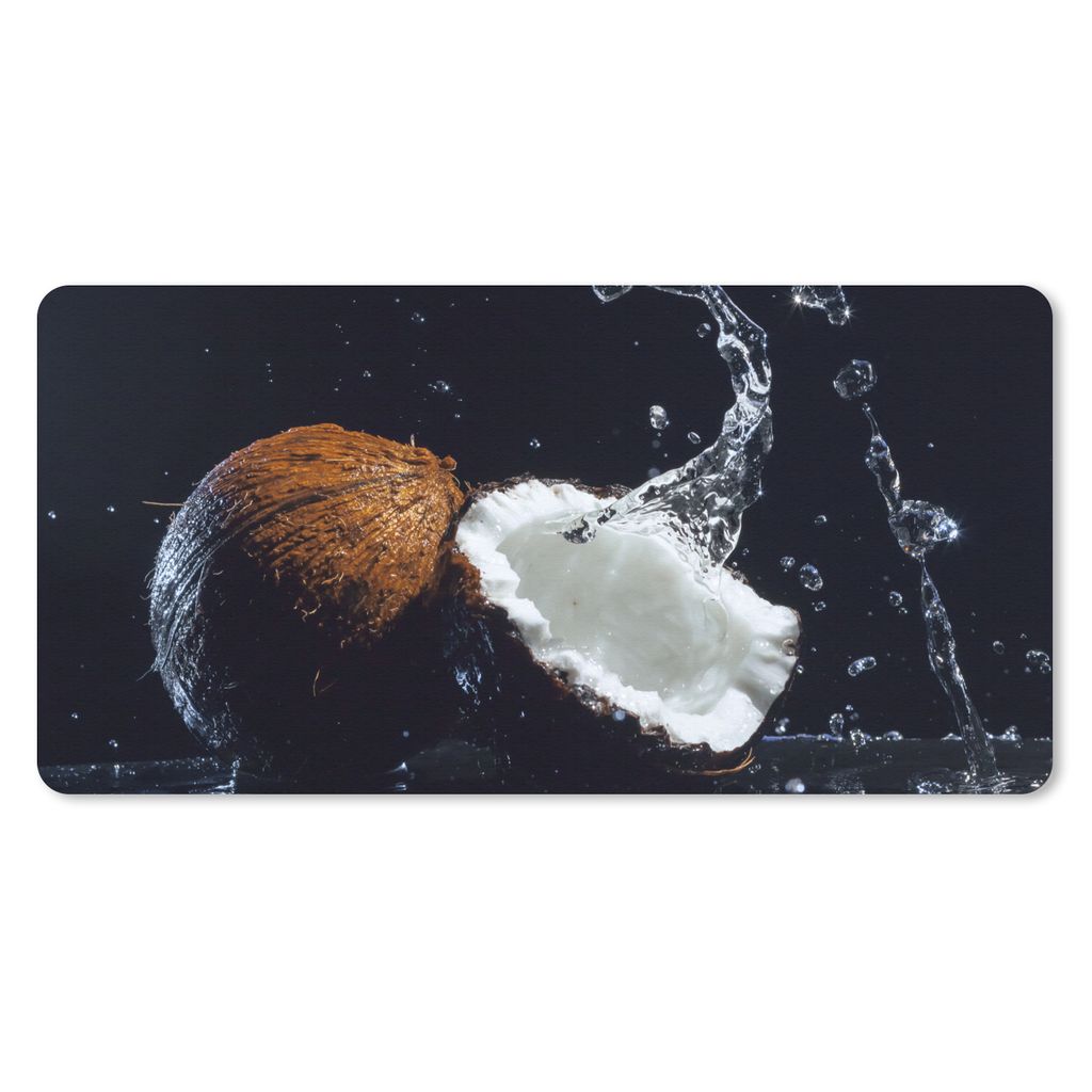 MuchoWow Mauspad Mousepad Kokosnuss - Stillleben - Wasser - Schwarz - Frucht 60x30 cm - Mousepads - Maus Mat - Pad - Mausunterlage - Nachhaltig
