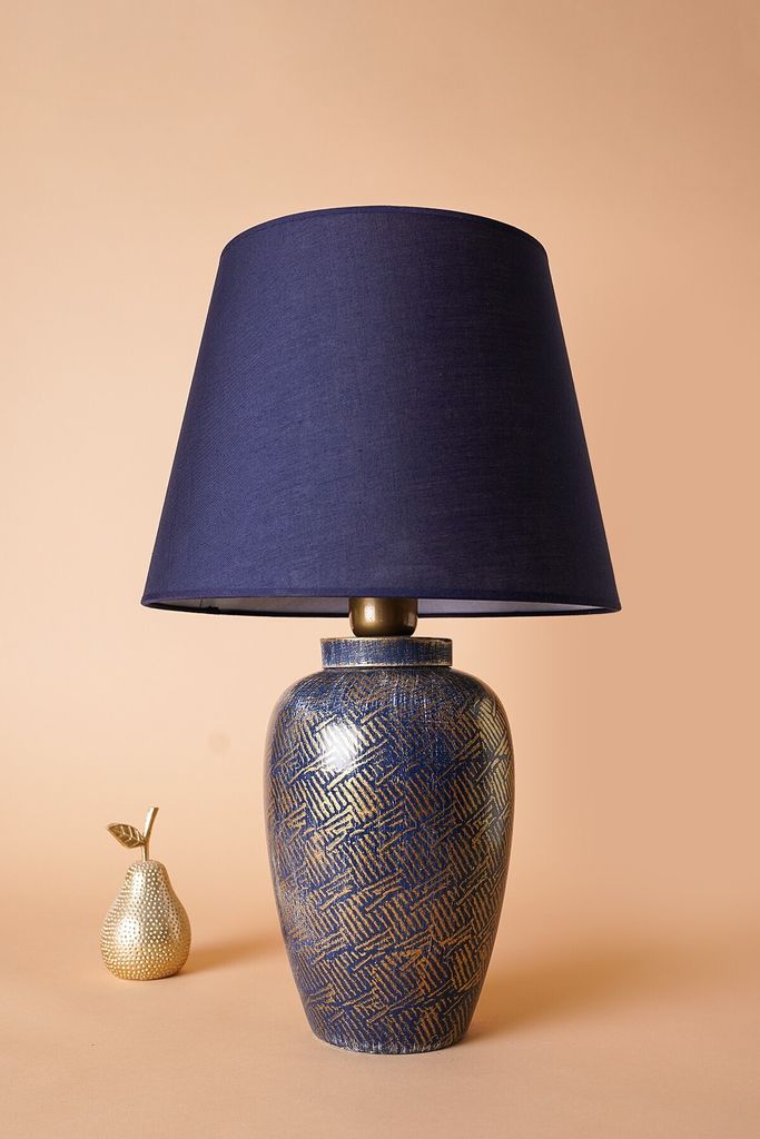 Opviq, YL576,Tischlampe, Blau, KERAMIKKÖRPER, 32 x 32 x 53 cm