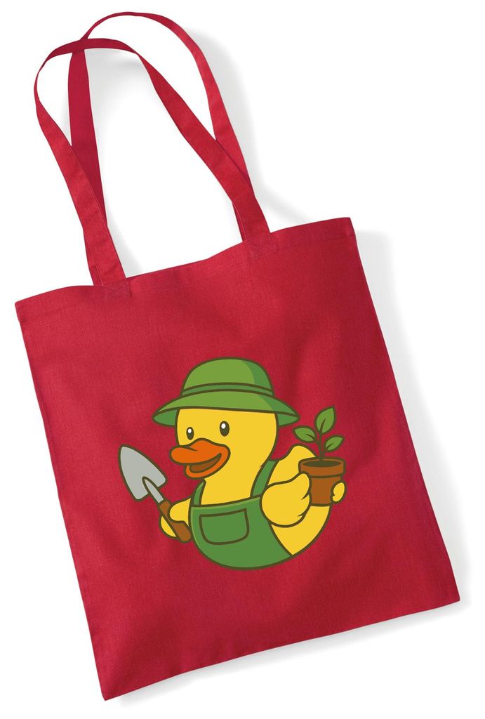 Huuraa Jutebeutel Quietscheente Gartenbau Comic Gummiente 10 Liter Classic Red Baumwolle Tasche Geschenkidee