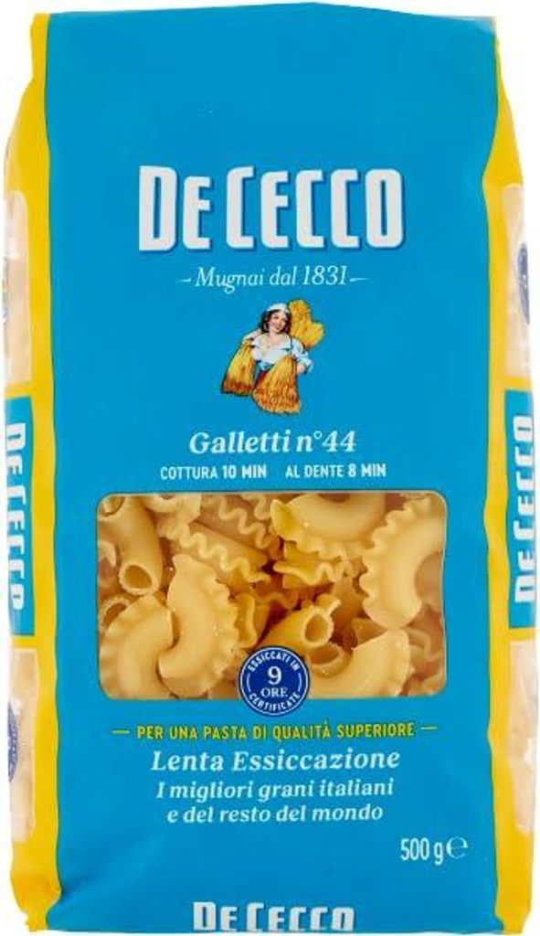 6x De Cecco Galletti N°44 500gr + Italian Gourmet polpa 400g