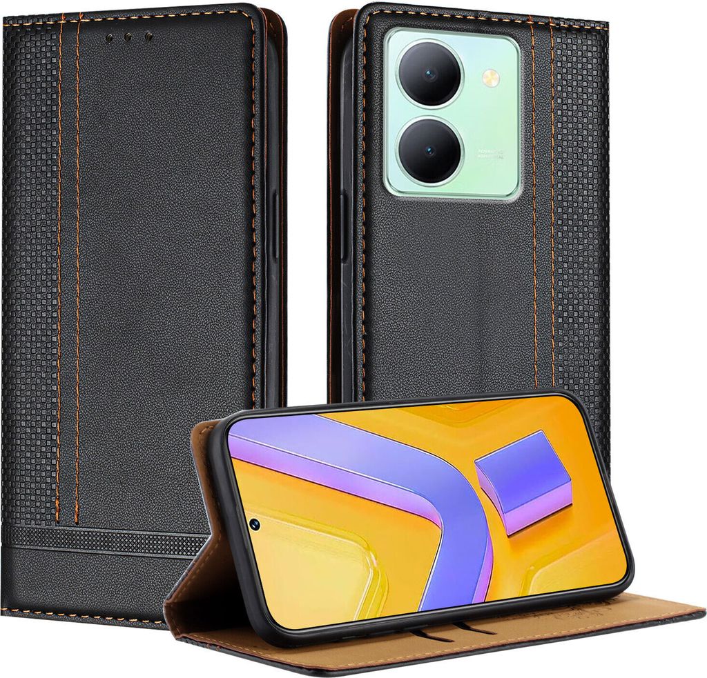Handyhülle für Vivo Y27 5G Leder Flip Klappbare Schutzhülle Produktbild 