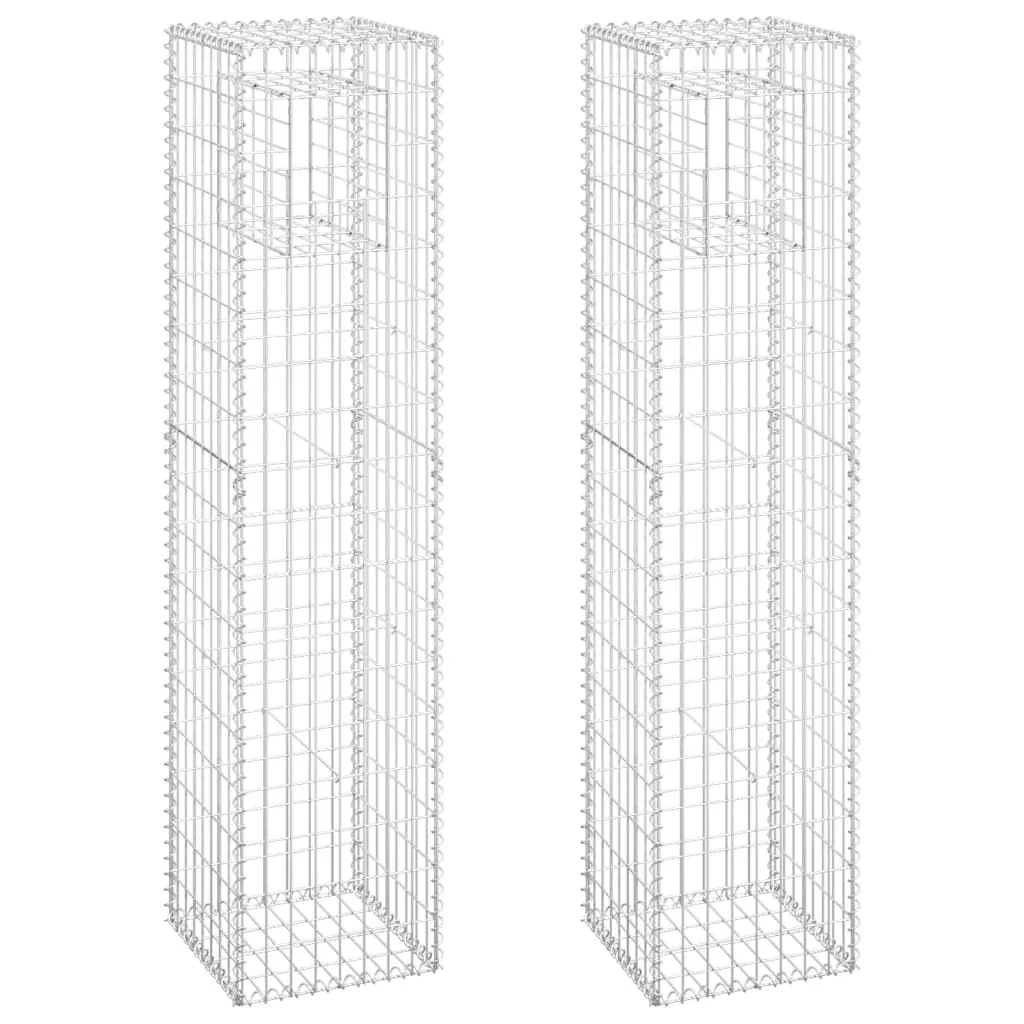 Solution brise-vue stable : Colonnes de gabion vidaXL 40x40x180 cm fer