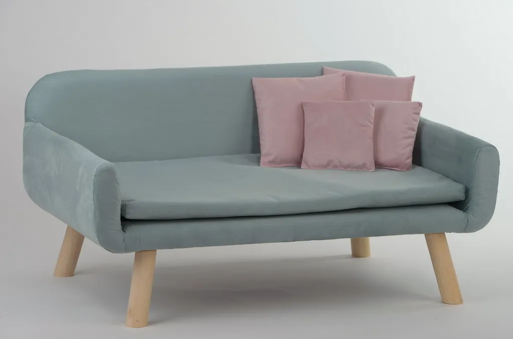 Canapé pour chien bleu avec coussin moelleux - Lit haute résistance