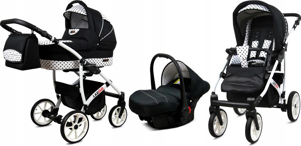 BabyLux® Largo | Kočík 3v1 Set | Black Dots | Kombinovaný Obrázok produktu 