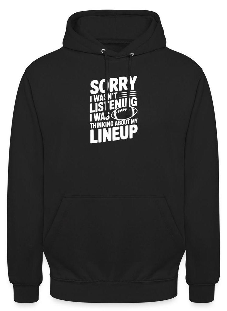 Spreadshirt Fantasy Football Thinking About Lineup Taktik Uni Hoodie, XL, Schwarz