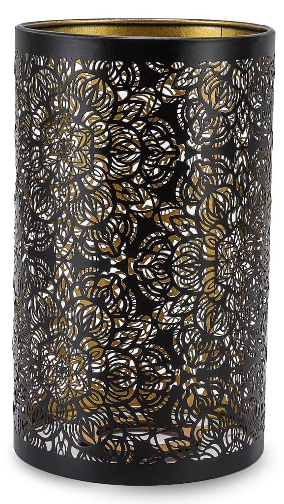 Abat-jour cylindrique en métal creux noir E27 pour lampe de table