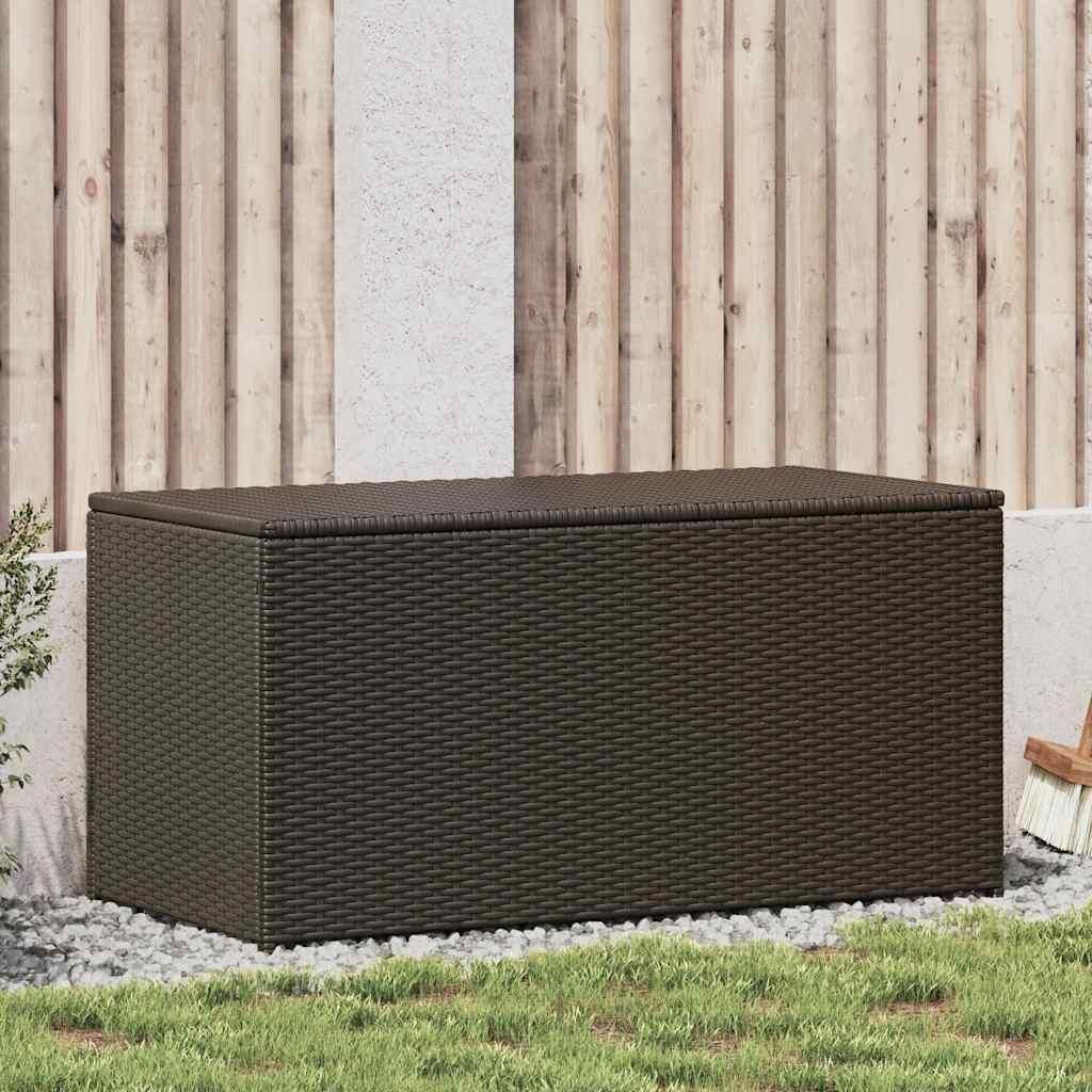 Cassetta da giardino in poly rattan 100x50x50 cm marrone Immagine del prodotto 