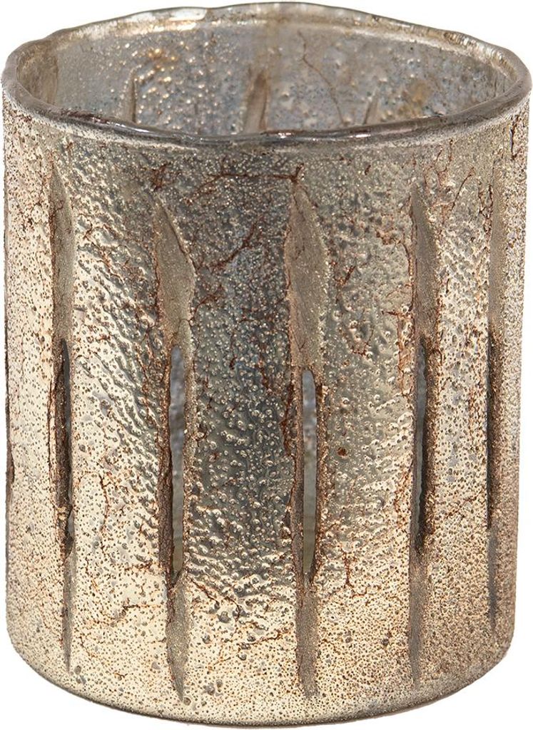 Clayre & Eef Teelichthalter Ø 11x13 cm Goldfarbig Glas