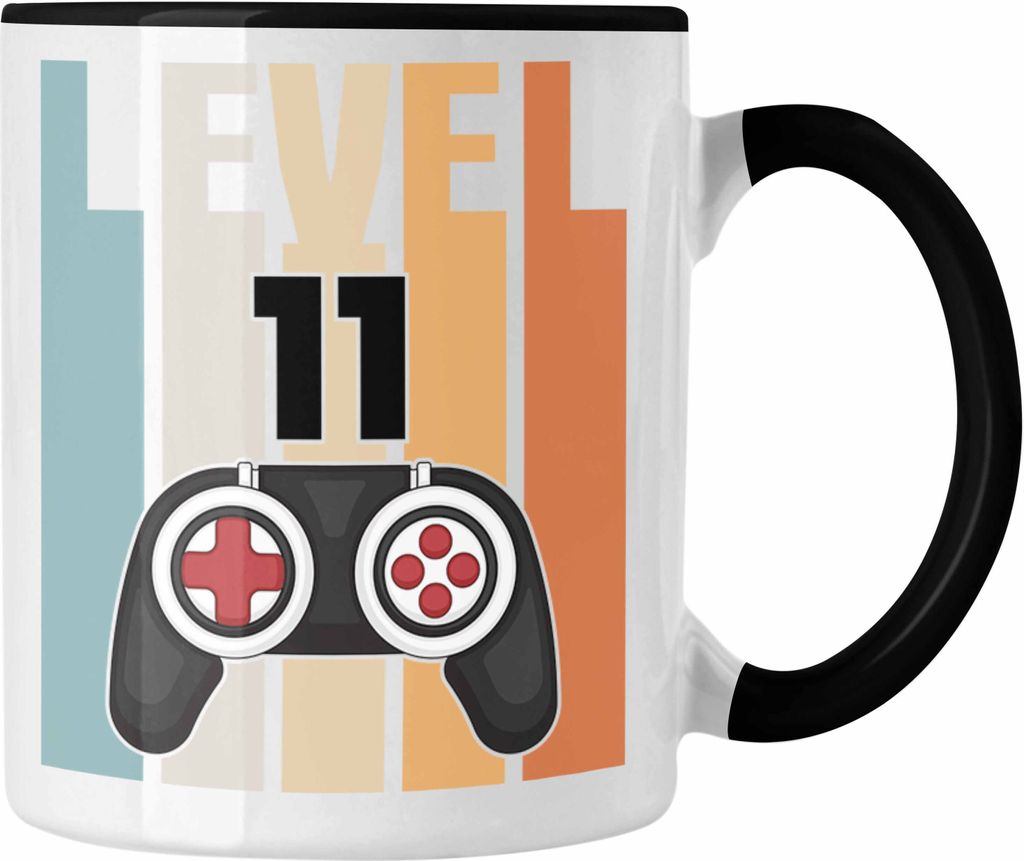 Trendation - 11. Geburtstag Tasse Gamer Jungs Jungen Geschenkidee zum Geburtstag Lustig Elf (Schwarz)