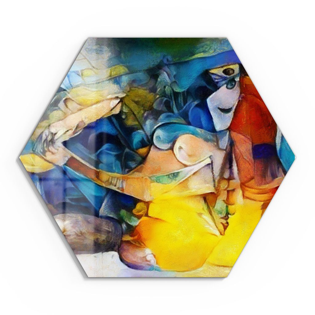 DEQORI Glasbild Echtglas 55x48 cm 'Vermischte Kunststile' Wandbild Bild modern Deko