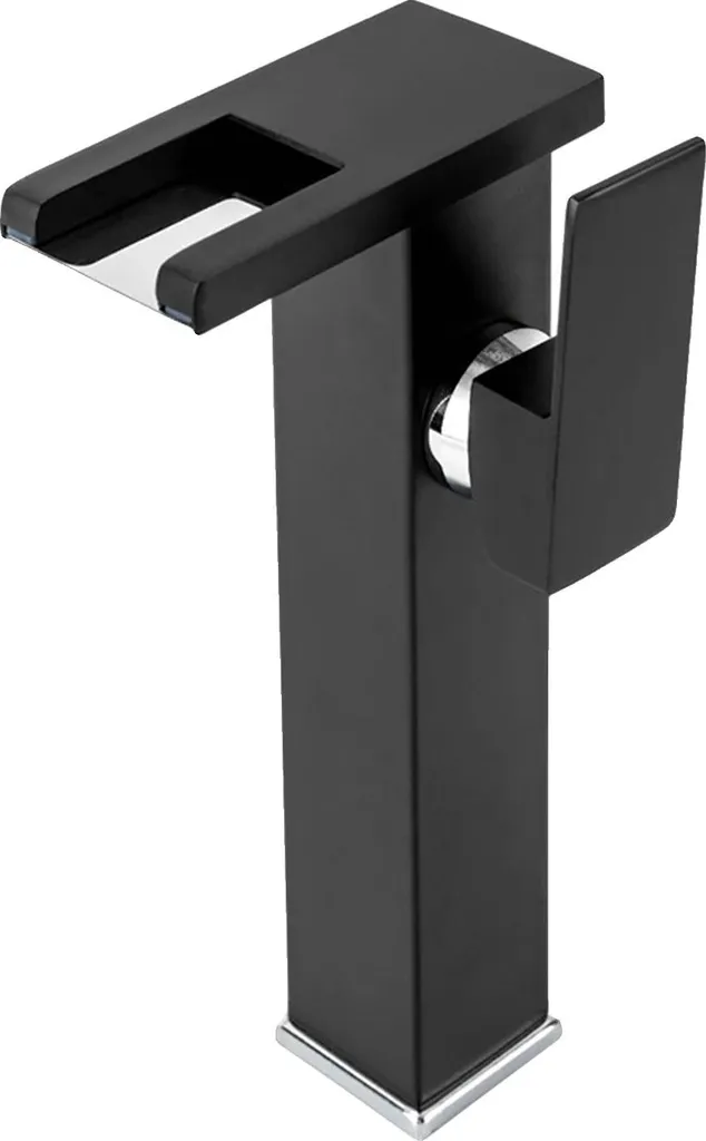 Robinet Cascade Noir Mat avec Capteur LED de Température pour Vasque