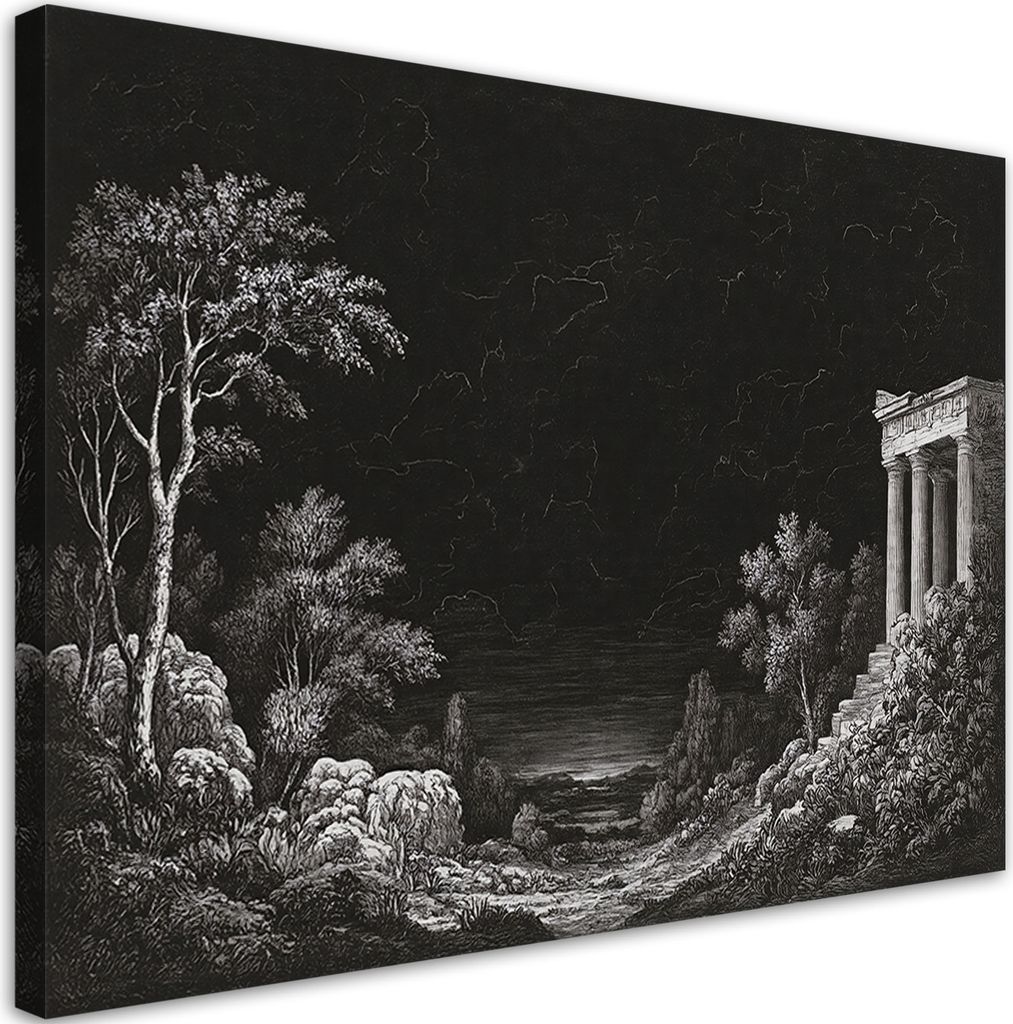 Leinwandbild Schwarz Landschaft Architektur 90x60 Feeby Schwarz bild für die wand bereit zum aufhängen