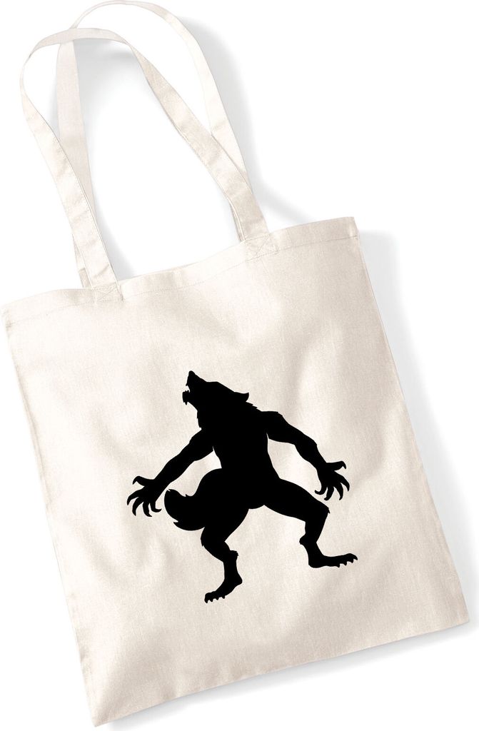 Huuraa Jutebeutel Werwolf Silhouette 10 Liter Natural Baumwolle Tasche Geschenkidee