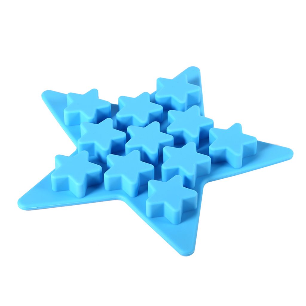 Fünf sternförmige Eiswürfelformen aus Silikon – ideal für Club, Bar und Partys (Blau)