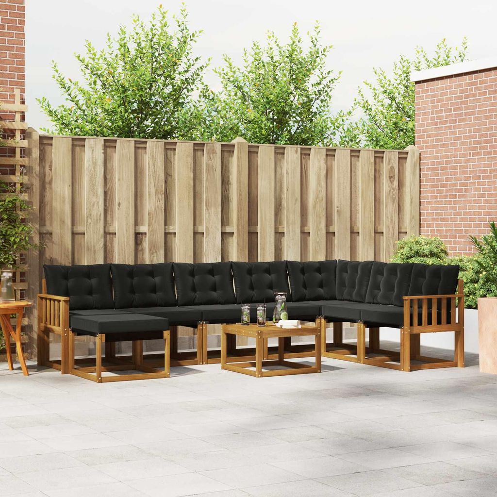 "Neues Produkt" Outdoor-Sofagarnitur ANTI-UV - CLORIS - mit Kissen - 9 pcs - Natürlich und Schwarz - Modern Gartensofas V552