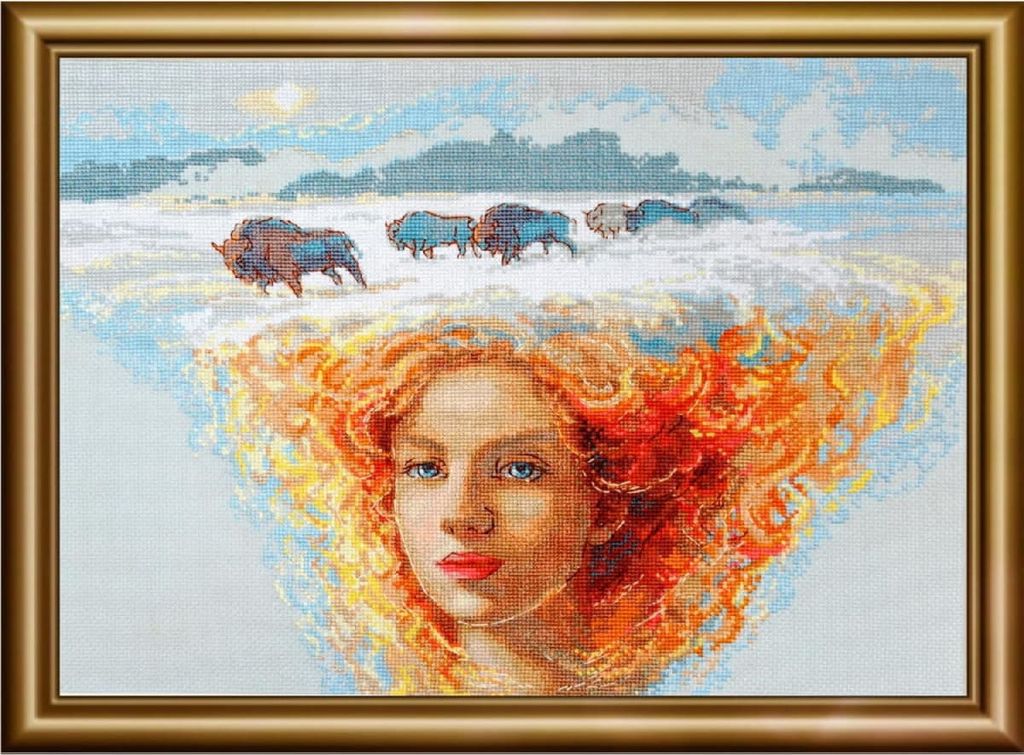 Aine Kreuzstich Stickpackung "Mutter Natur. Erde, nach Olga Novitskaya Gemälde", Zählmuster, 40x30cm