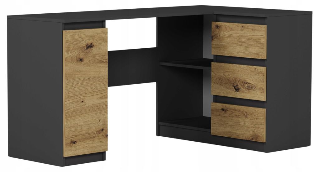 Framire Eckschreibtisch rechts 150 x 87 cm, Modell MODERN N12, Anthrazit Artisan