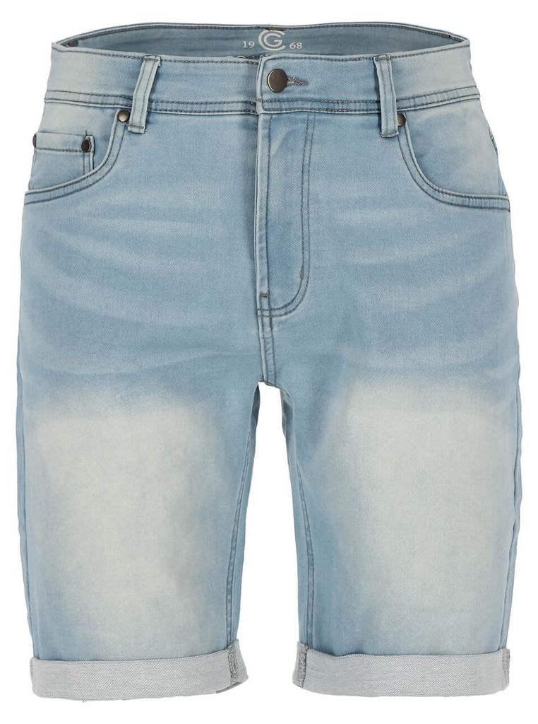 Coastguard Herren Jeans-Bermuda mit umgeschlagenem Bein - Kurze Hose Jeans-Shorts im 5-Pocket-Style in Rauchblau Größe M