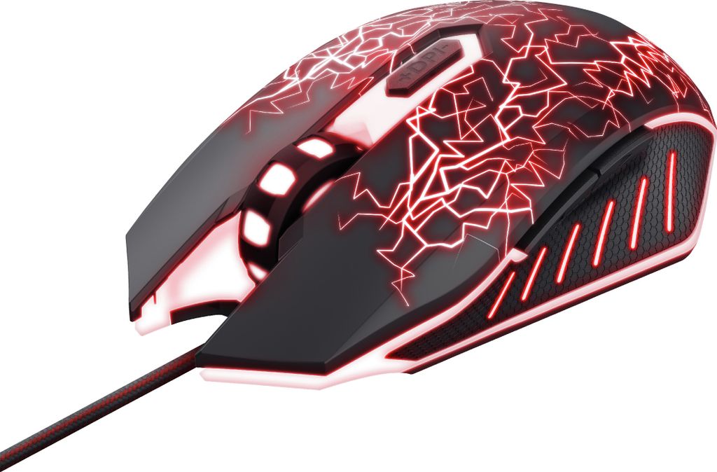 Trust, Izza GXT105X Gamer Maus USB-A Kabel mit mehrfarbigem Produktbild 