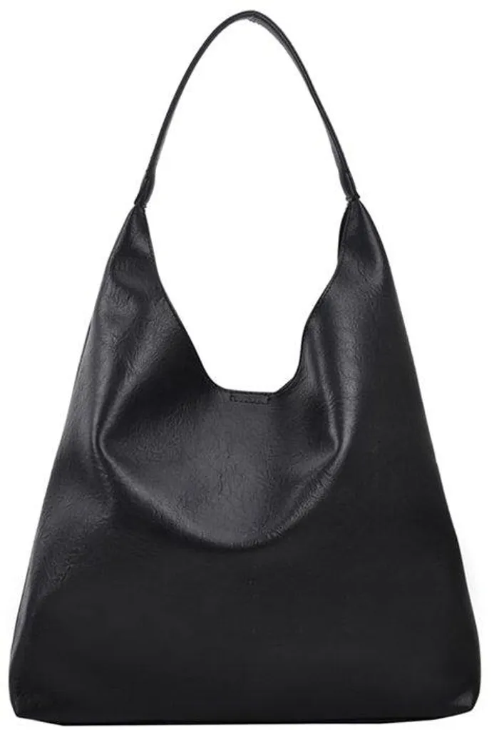 Grand sac à main pour femme en cuir souple noir - Modèle Elégance XL