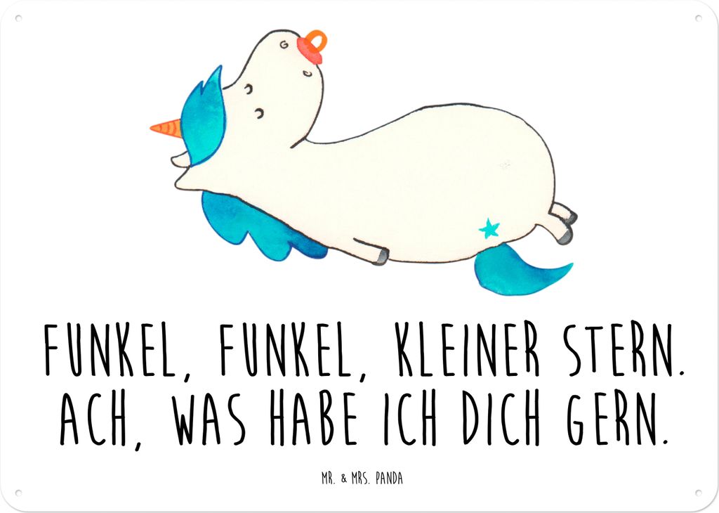 Mr. & Mrs. Panda tafel Einhorn Schnuller DIN A4 - Weiß - Geschenk, Unicorn, Mutter, Türschild, Wandbild, Einhörner, Baby, Magnetschild, Schild, ...